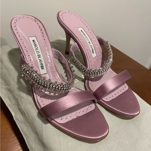 Authentic Never Worn Manolo Blahnik Sako 70mm Silk Embellished Sandals
